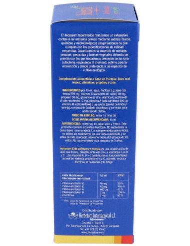 Bioserum Herbetom Kids Defensas Y Energía  250 Ml.