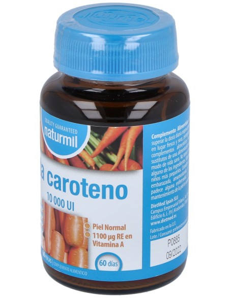 Naturmil Beta Caroteno 10 000 Ui Sin Azucar,Almidon,Lactosa,Glut