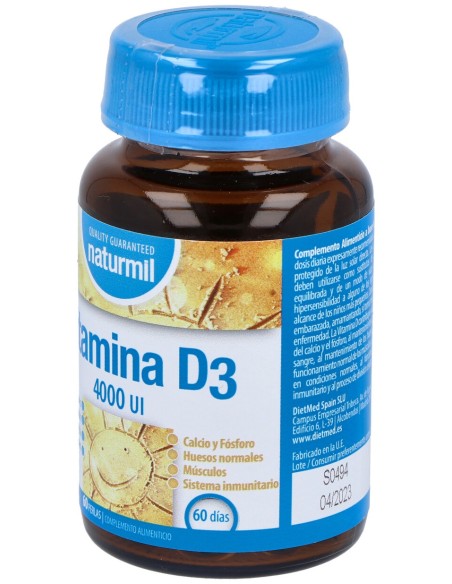 Naturmil Vitamina D3 4000Ui 60 Capsulas