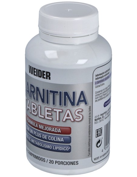 Weider Body Shaper L-Carnitine Masticables Sabor Piña 60Tabletas