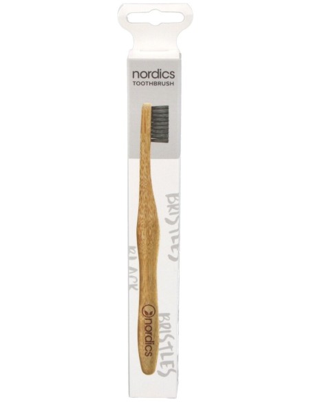 Nordics Cepillo De Dientes 100 % Biodegradable De Bambú Con Carbón