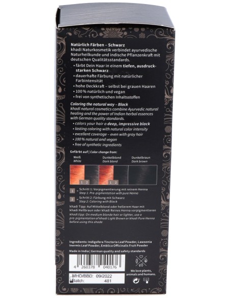 Khadi Tinte Negro Herbal 100% Vegeta 100G