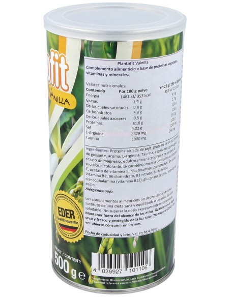 Eder Health Nutrition Plantofit Vainilla 500G
