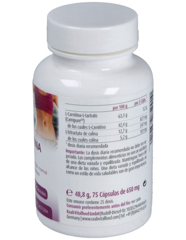 Raab Vitalfood L-Carnitina Con Colina 75Caps