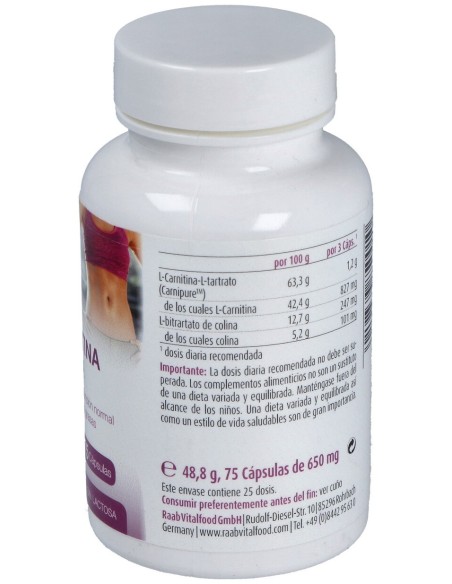 Raab Vitalfood L-Carnitina Con Colina 75Caps