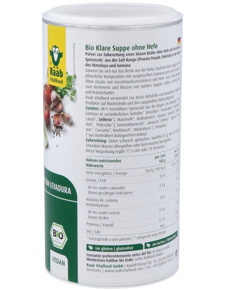 Raab Vitalfood Caldo De Verduras Sin Levadura Bote Bio 350G