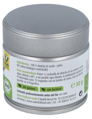 Raab Vitalfood Matcha Te Verde Premium Polvo 30G