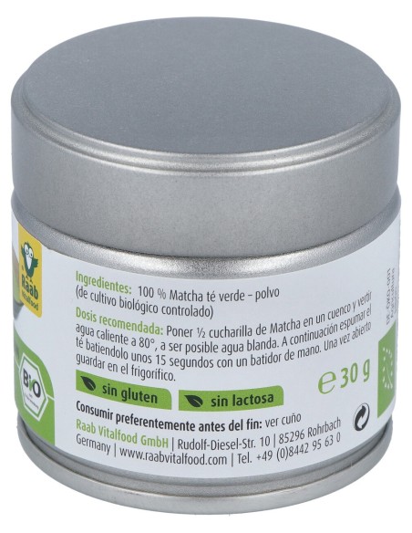 Raab Vitalfood Matcha Te Verde Premium Polvo 30G