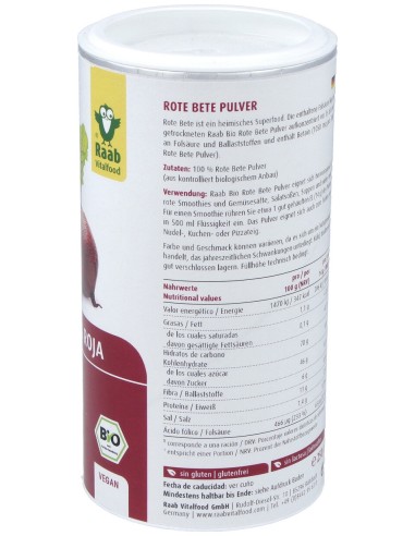 Remolacha Roja Polvo 250Gr. Bio