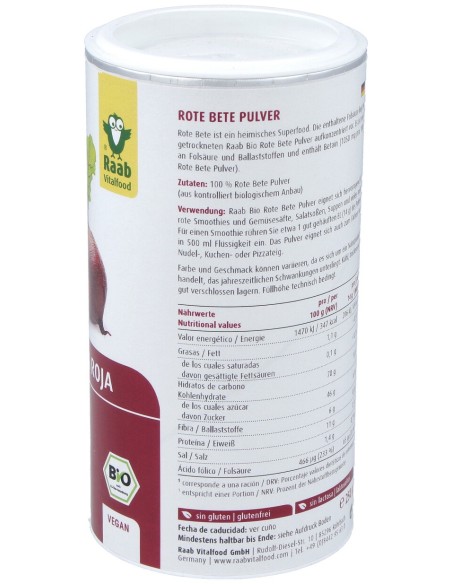 Remolacha Roja Polvo 250Gr. Bio