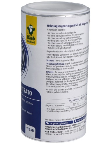 Raab Vitalfood Citrato De Magnesio Polvo 340G