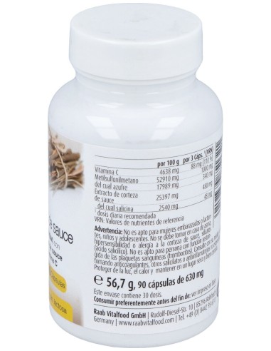 Msm Con Corteza De Sauce 630Mg 90Cap. Sg Vegan