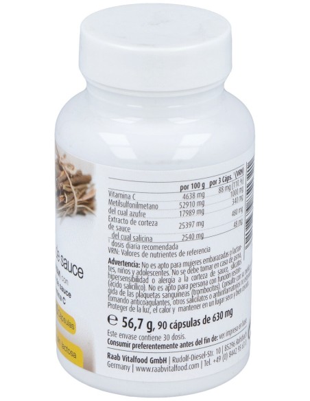 Msm Con Corteza De Sauce 630Mg 90Cap. Sg Vegan