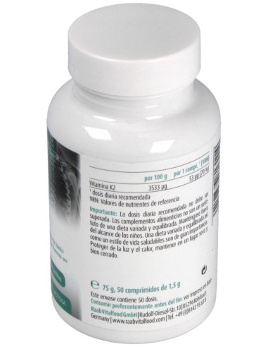 Raab Vitalfood Vitamina K2 Sabor Manzana 50Comp