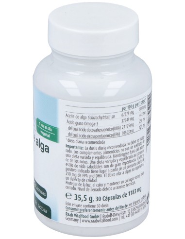 Raab Vitalfood Aceite De Alga Omega 3 1183Mg...