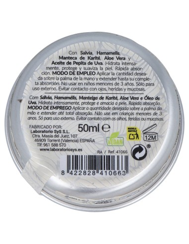 Crema De Manos Intensiva Salvia Hamamelis 50Ml Bio