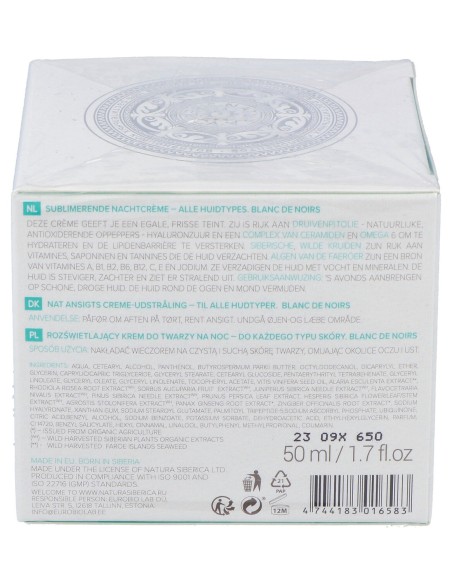 Natura Siberica Crema Facial De Noche Radiance Blanc Des Noirs 50 Ml