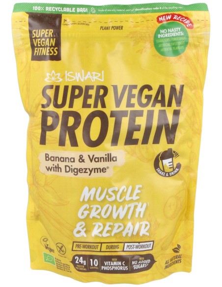 Iswari Super Vegan Fitness Proteína Banana Vainilla 350G