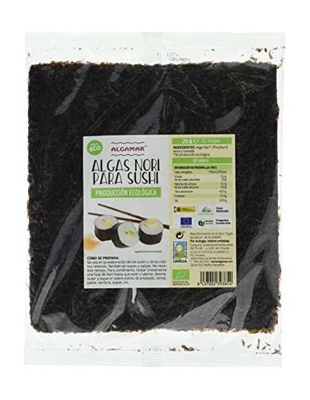 Algamar Alga Nori Sushi Bio 10 Hojas 25G