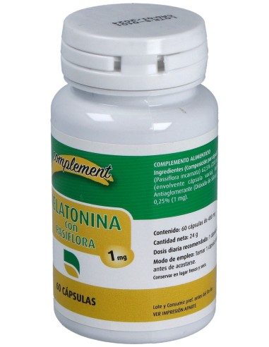 Complement Melatonina+Pasiflora 1Mg 60Caps