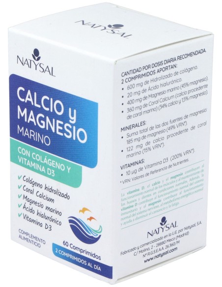 Calcio Y Magnesio Marino Con Colageno+Vit D3 60Com