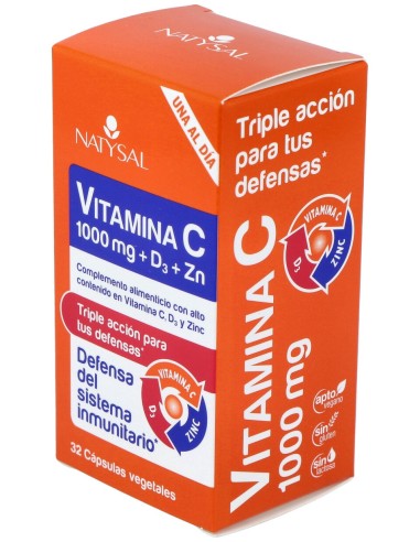Vitamina C 1000Mg. + D3 + Zinc 32Cap.