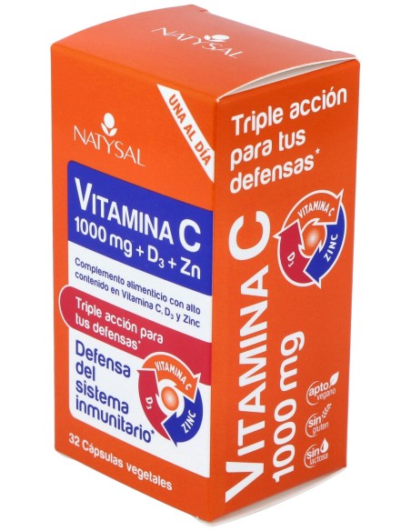Vitamina C 1000Mg. + D3 + Zinc 32Cap.