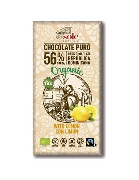 Chocolates Sole Chocolate Negro Vegano 56% Con Limon 100G