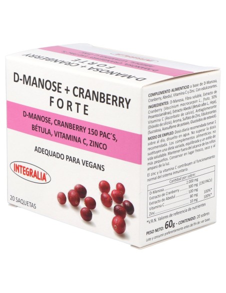 Integralia D-Manosa+Cranberry Forte Abedul Vit C Zinc 20 Sobres