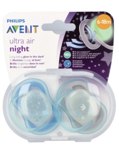 Chupete Nocturno 6-18Meses Azul 2Ud Scf376/21