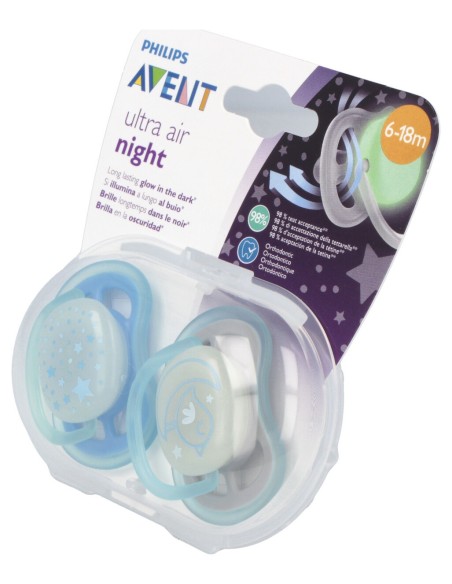 Chupete Nocturno 6-18Meses Azul 2Ud Scf376/21