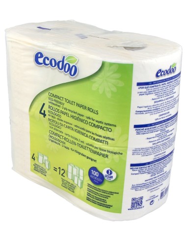 Ecodoo Papel Higienico 100% Fibra Reciclada 4Uds