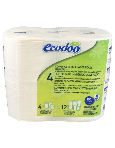 Ecodoo Papel Higienico 100% Fibra Reciclada 4Uds