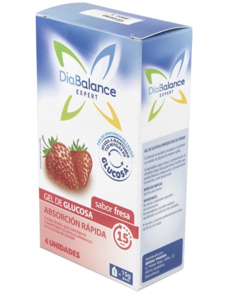Diabalance Expert Gel Glucosa Absorción Rápida Fresa 4 Sobres