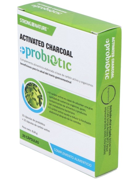 Strong Nature Carbón Activo + Probiótico 10 + 10Caps