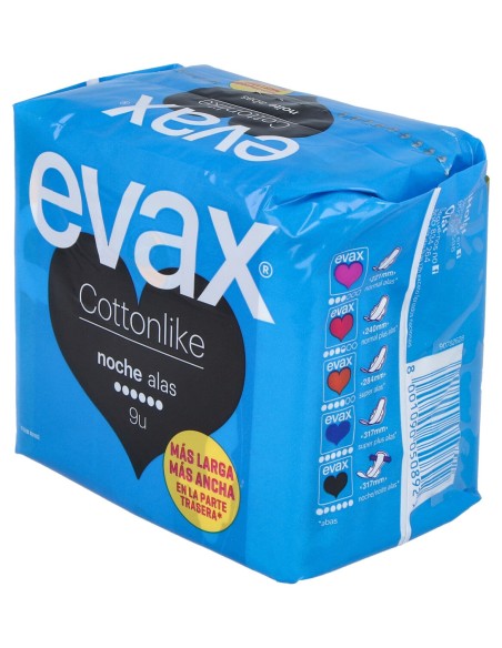 Evax Cottonlike Compresas Alas Noche 9Uds