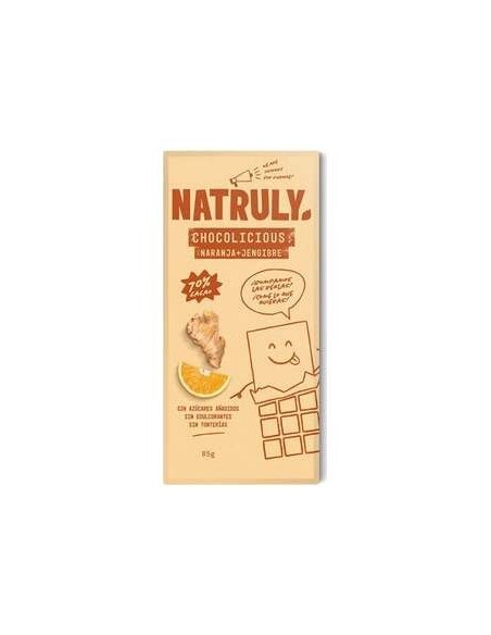 Natruly Tableta De Chocolate Con Naranja Y Jengibre 70% 85G
