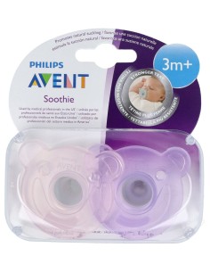 Avent Soothies +3M 2 Unidades Rosa Y Lila