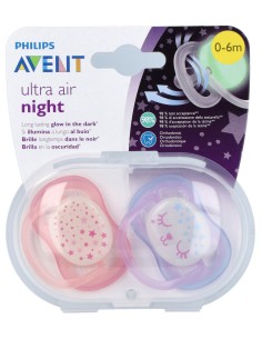Philips Avent Sucette Ultra Air Nocturne Rose 2Unités