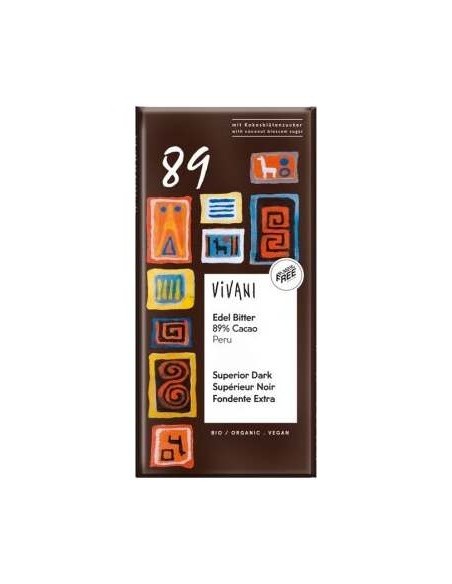 Chocolate Negro Superior 89% Peru Azucar Coco 80Gr