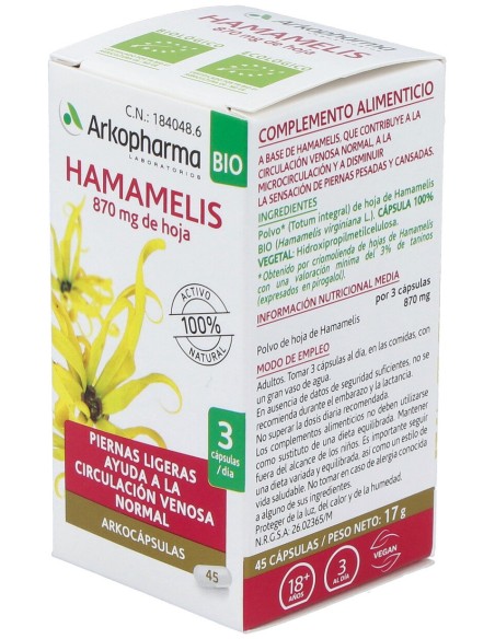 Arkocapsulas Hamamelis 48 Caps