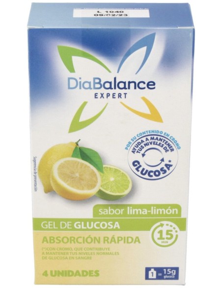 Diabalance Expert Gel Glucosa Abs. Rápida Lima-Limón 4 Sobres