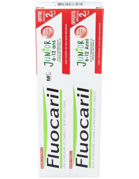 Fluocaril Duplo Pasta Junior Sabor Frutos Rojos 2X75Ml