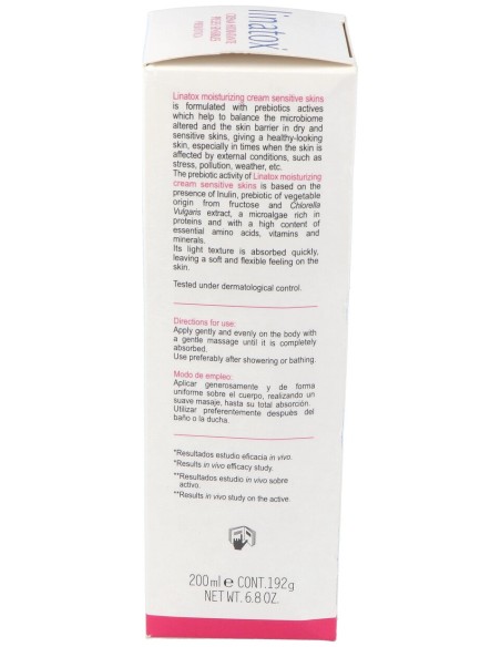 Linatox Crema Hidratante Pieles Sensibles 200Ml.