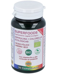 Robis Espirulina+Chlorella +Acido Folico+Hierro+B12 90Comp