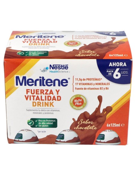 Meritene Fuerza Y Vitalidad Drink Pack Chocolate 6 U X 125 Ml