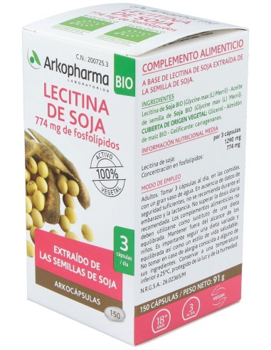 Arkocaps Lecitina De Soja 150 Cápsulas