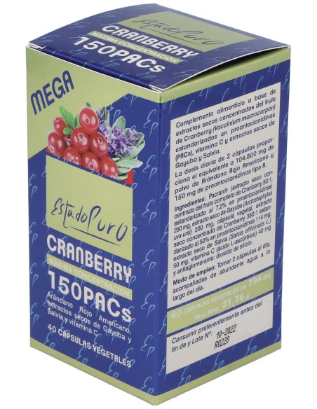 Tongil Estado Puro  Cranberry Mega 150  40 Cápsulas