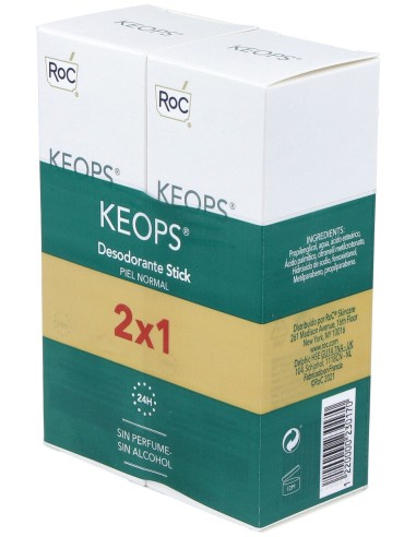 Roc Keops Deo Stick Piel Normal Pack 2X40Ml.