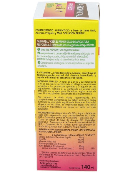 Arkoroyal Sirop Fortifiant Junior Bio DS 3 Ans Flacon De 140 Ml